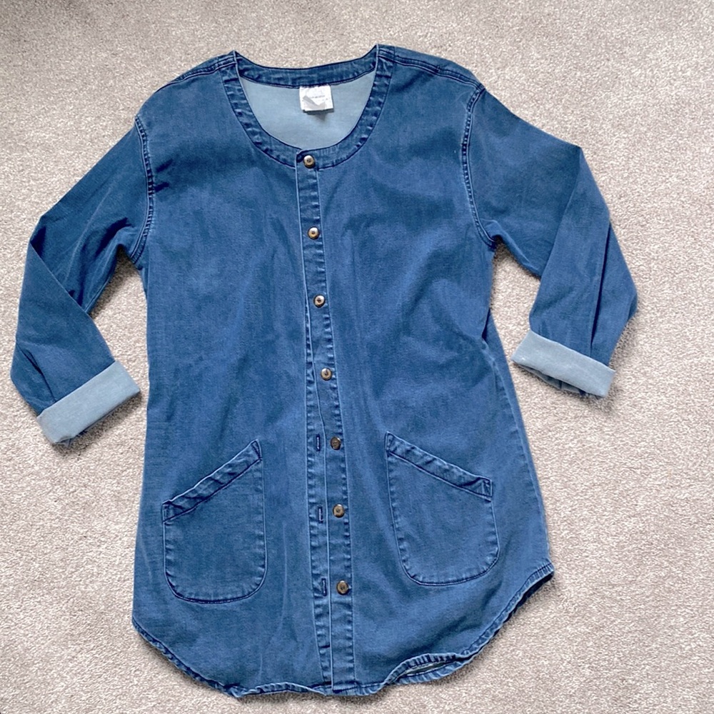 EUC Color Me Cotton denim chambray jacket/long top. Smoke free home. Size XS.